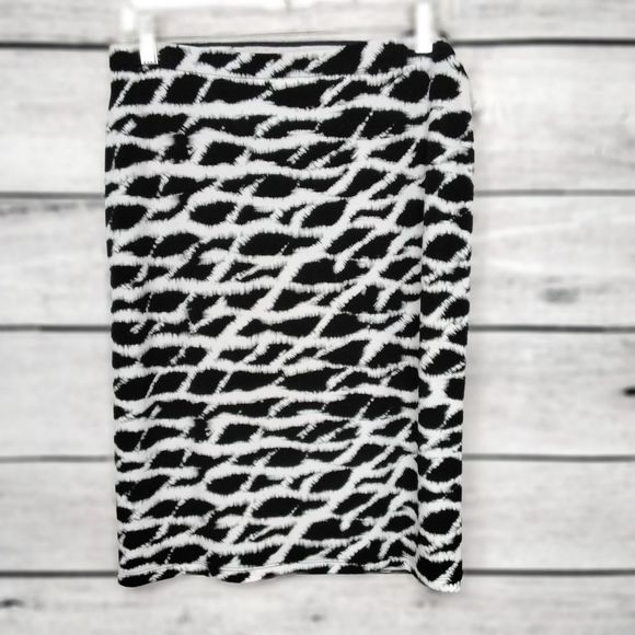 Rafaella Skirt Black White Abstract Print Stretch Pencil Sz M Career Slinky - Picture 3 of 7